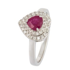 Fashion Ruby White 18K Gold White Diamond Ring for Her