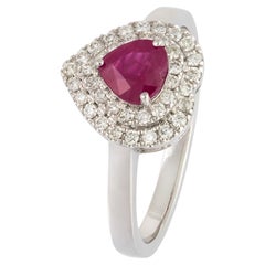 Mode-Ring mit Rubin in Weiß und 18 Karat Gold mit weißen Diamanten für sie