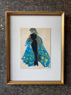 Fashion Sketch by Ginette Roger, France, 1940's