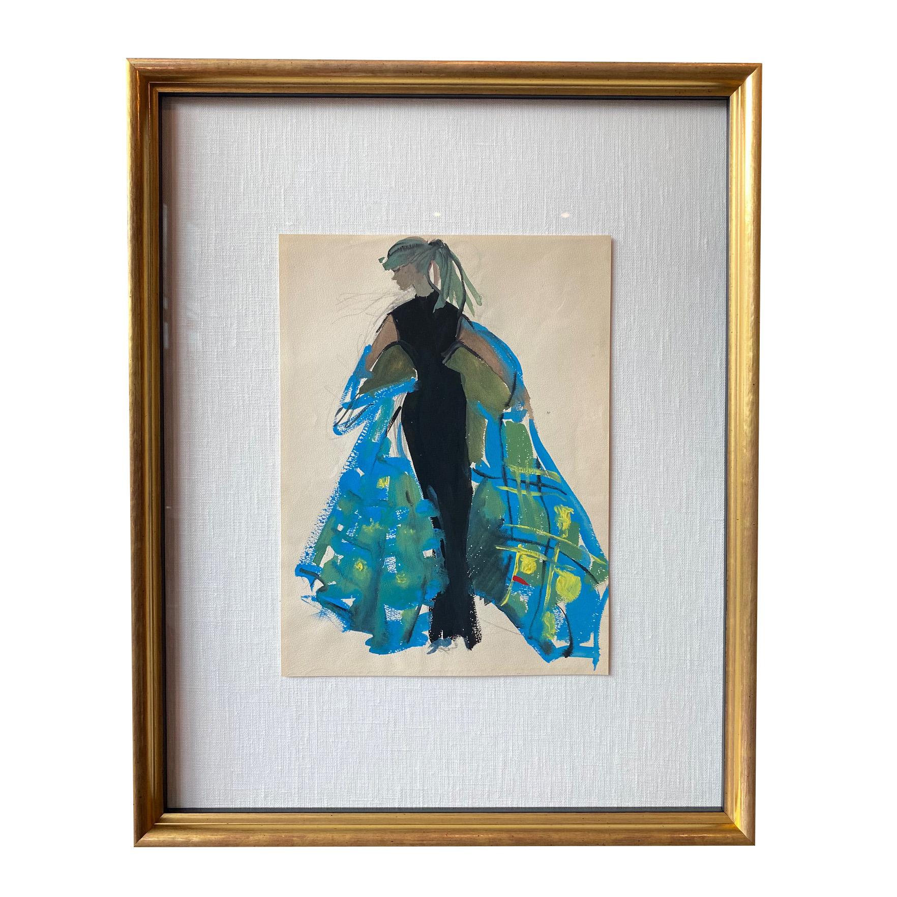 Schizzo di moda di Ginette Roger, Francia, anni '40