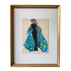 Schizzo di moda di Ginette Roger, Francia, anni '40