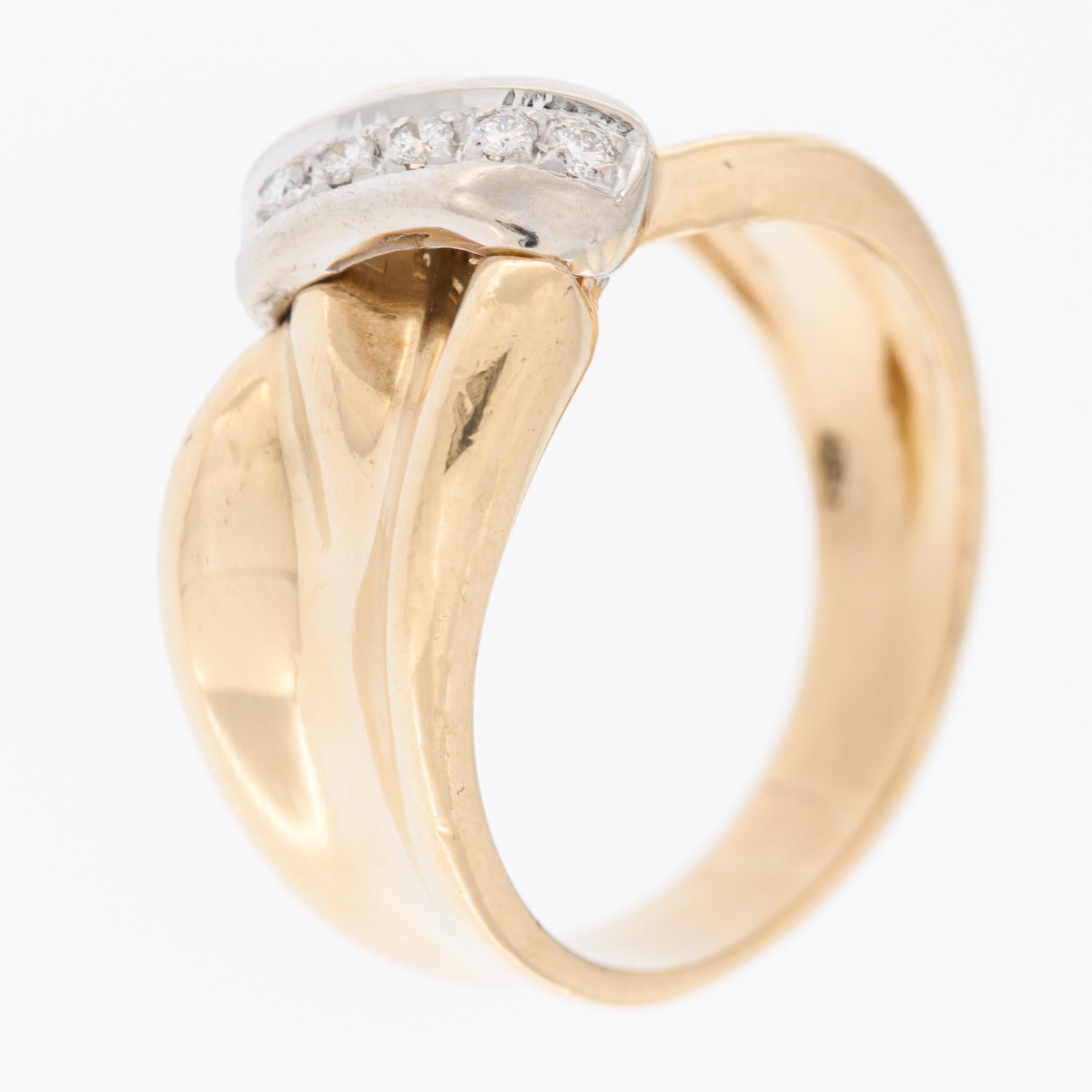 Modern Fashion Swiss 18 karat Yellow and White Gold Ring with Diamonds For Sale