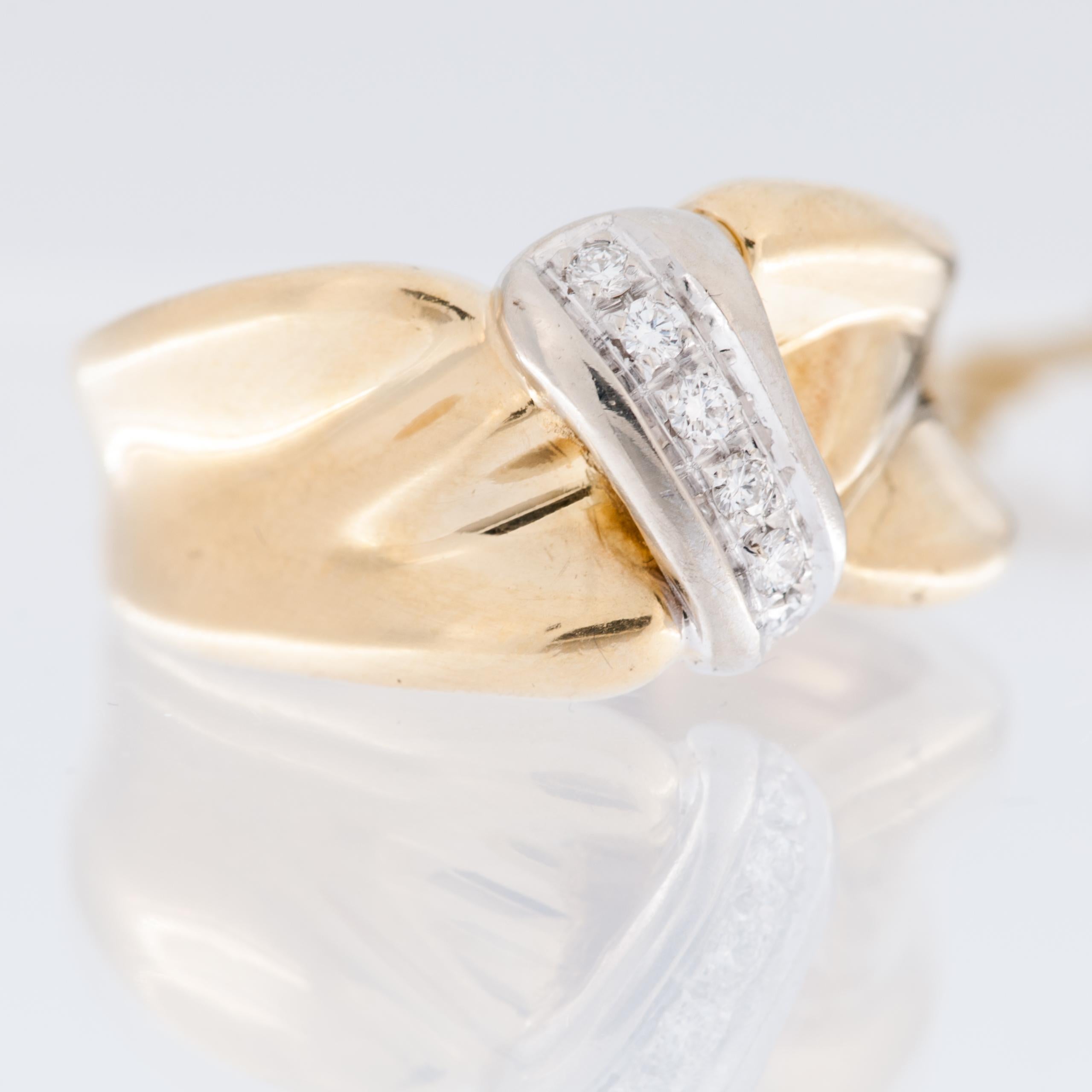 Fashion Swiss 18 karat Yellow and White Gold Ring with Diamonds In Good Condition For Sale In Esch sur Alzette, Esch-sur-Alzette