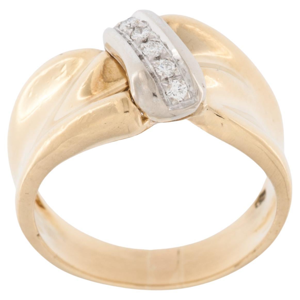Fashion Swiss 18 karat Yellow and White Gold Ring with Diamonds For Sale
