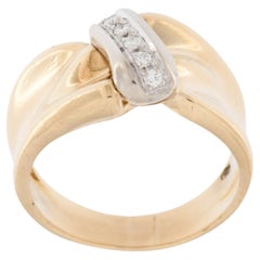 Bague suisse en or jaune et blanc 18 carats avec diamants