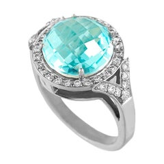 Fashion Topaz Diamond White Gold 18 Karat Ring
