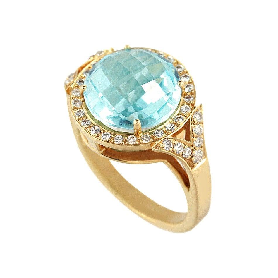 Mode-Topas-Diamant-Weißgold-Ring aus 18 Karat im Zustand „Neu“ im Angebot in Montreux, CH