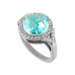 Fashion Topaz Diamond Yellow Gold 18 Karat Ring