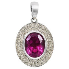 Fashion Tourmaline White Diamond White Gold Pendant Necklace