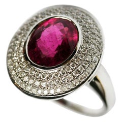 Fashion Tourmaline White Diamond White Gold Ring