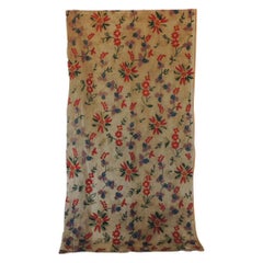 Fashion Vintage Embroidered Floral Indian Cotton on Sheer Linen Floral Scarf