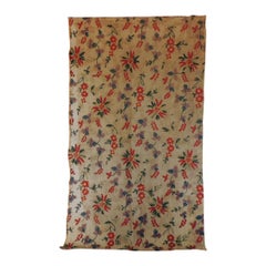 Fashion Vintage Embroidered Floral Indian Cotton on Sheer Linen Floral Scarf