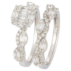 Mode-Ring aus weißem 18 Karat Gold mit weißen Diamanten für sie