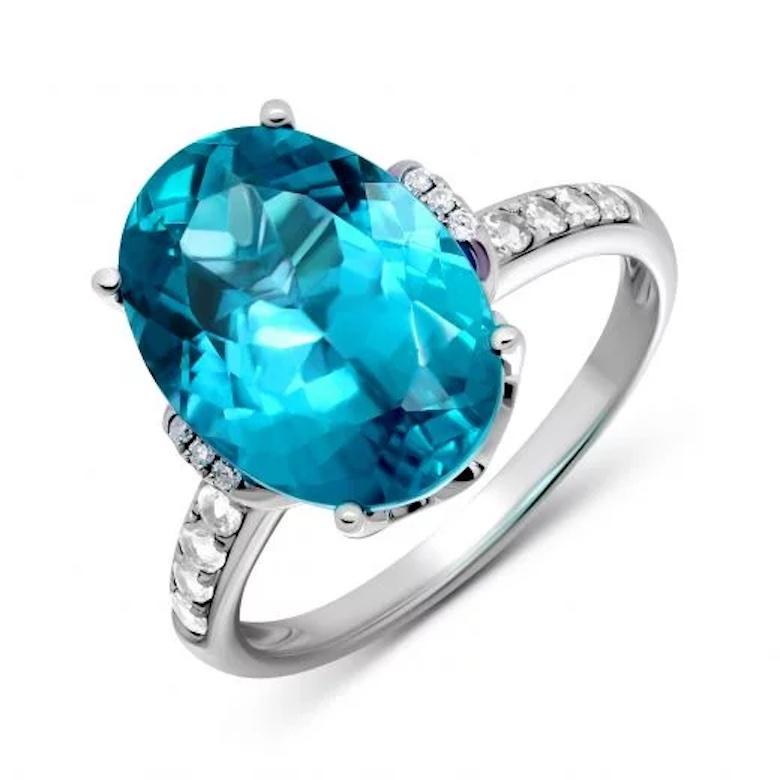 Modern Fashion White Diamond Topaz Elegant White Gold Ring for Her For Sale