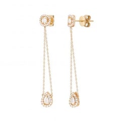 Fashion White Diamond Yellow Gold 18 Karat Dangle Earrings
