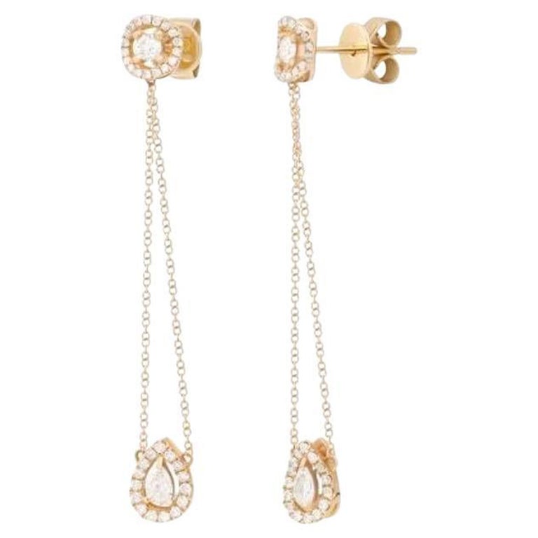 Pendientes Colgantes Moda Diamante Blanco Oro Amarillo 18 Kilates