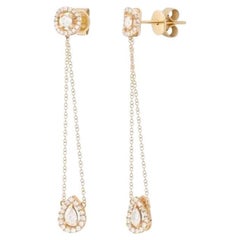 Pendientes Colgantes Moda Diamante Blanco Oro Amarillo 18 Kilates