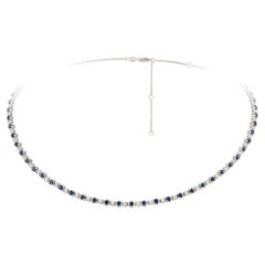 Fashion White Gold 18K Necklace Blue Sapphire Diamond for Her