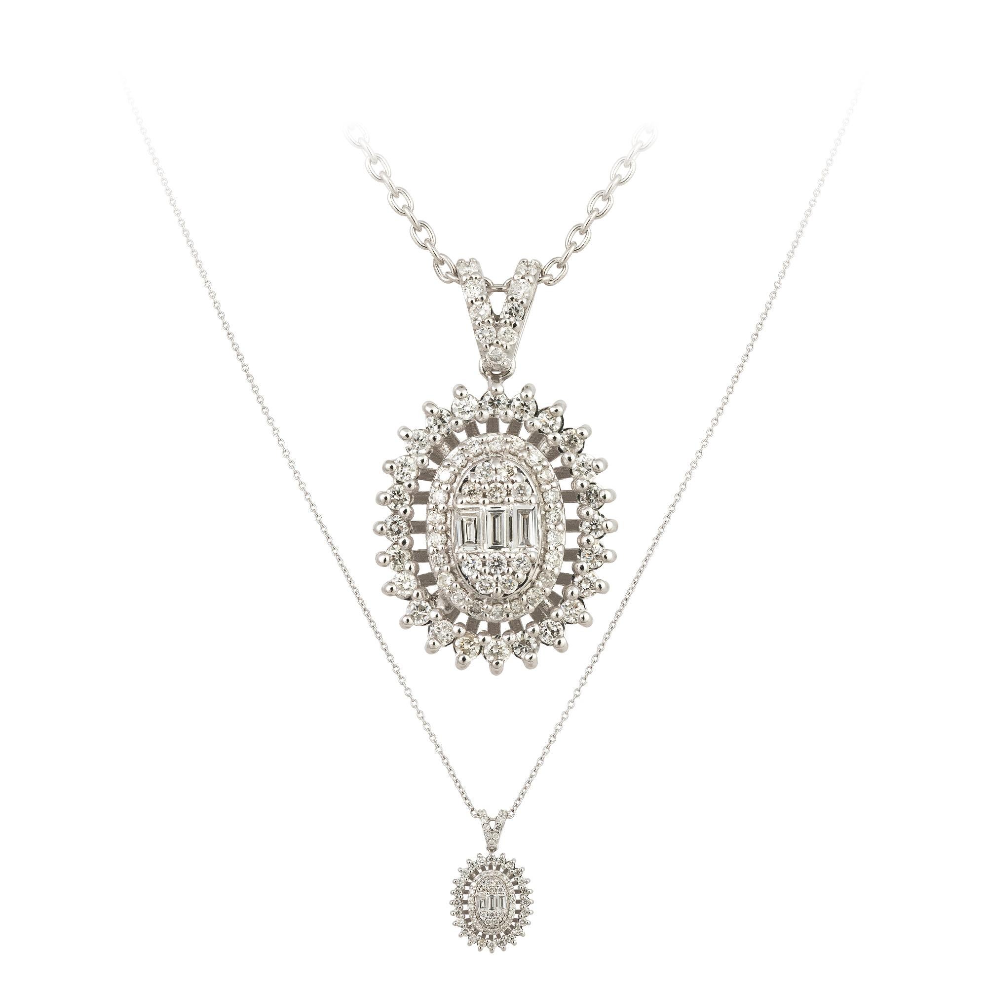 Modern Fashion White Gold 18K Necklace Diamond For Her For Sale