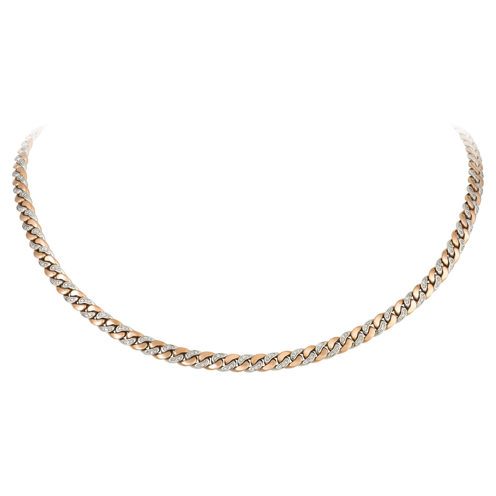 Fashion White Pink Gold 18K Necklace Diamond for Her