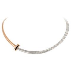 Fashion White Pink Gold 18K Necklace Diamond for Her