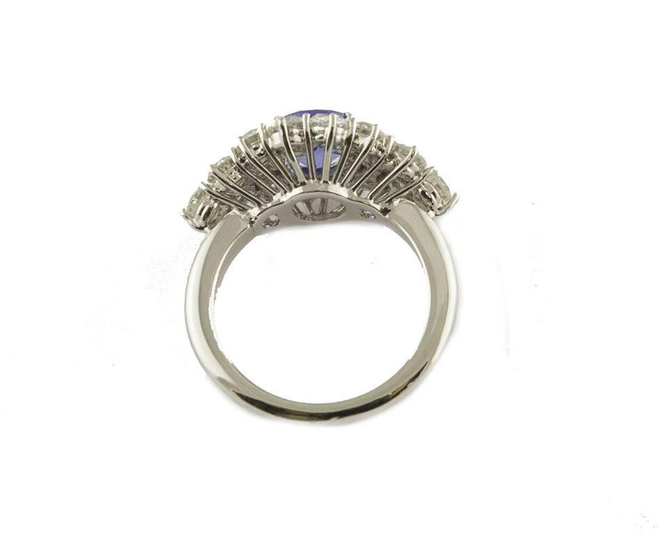 Women's 2, 08 carat Tanzanite 3, 13 carat Diamonds Fashion White Ring  For Sale