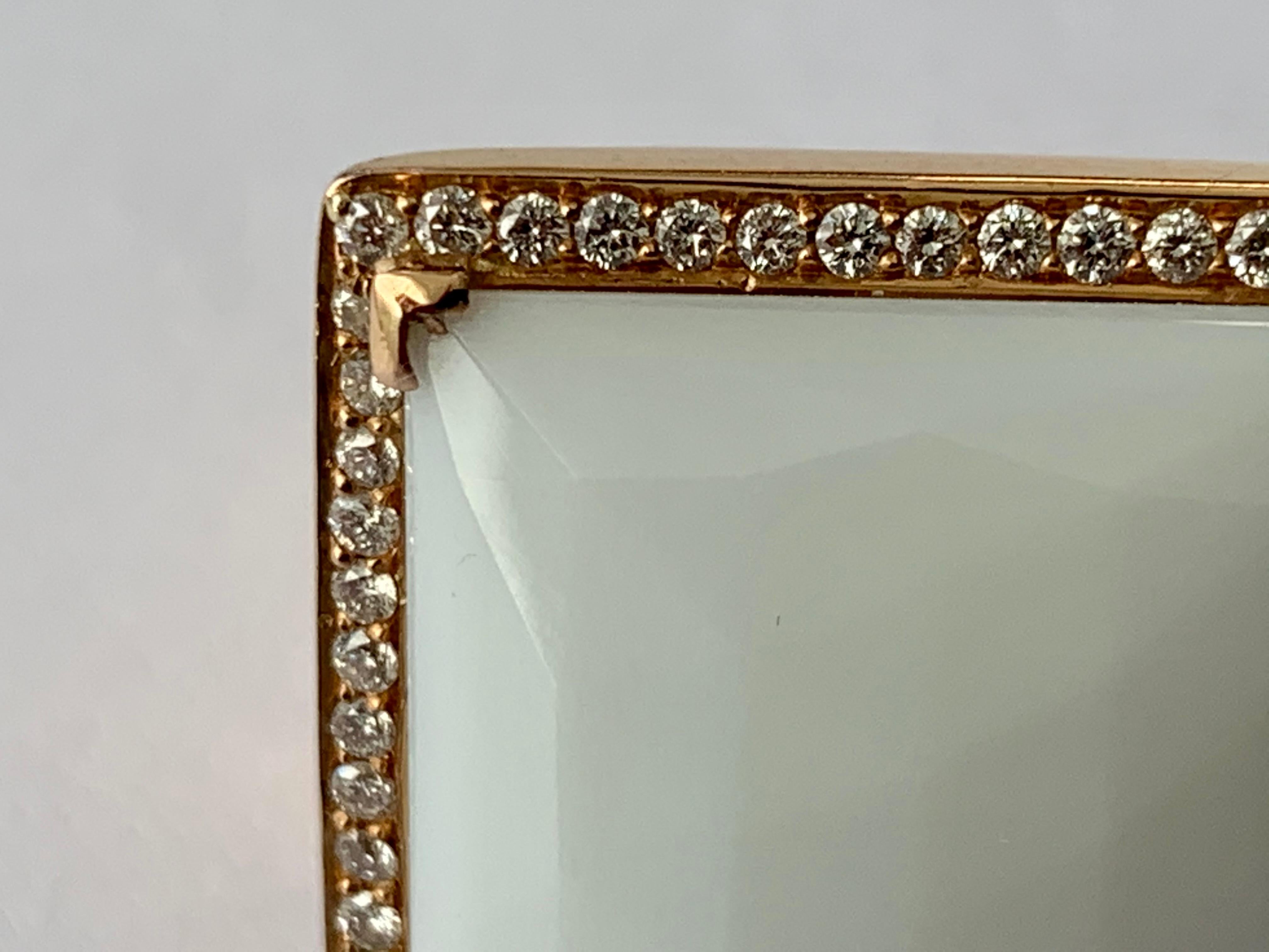 Anello statement alla moda in oro rosa 18 carati con agata bianca e diamanti in vendita 3