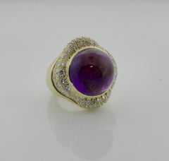 Fashionable Amethyst 37 Carat and Diamond Ring in 18 Karat with 2.60 in Diamonds