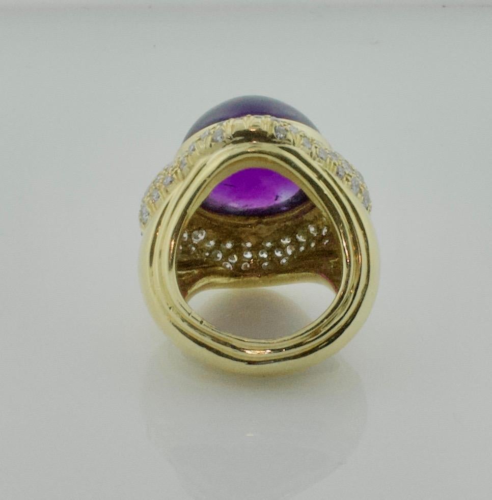 Fashionable Amethyst 37 Carat and Diamond Ring in 18 Karat with 2.60 in Diamonds In Good Condition For Sale In Wailea, HI