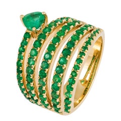 Fashionable and Stylish Emerald Yellow Gold Statement Ring for Her