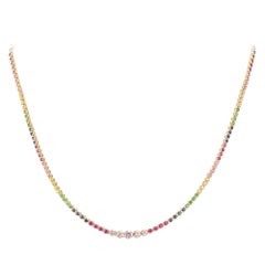 Fashionable Circle Multi Sapphire 18k White Gold Necklace Choker for Her