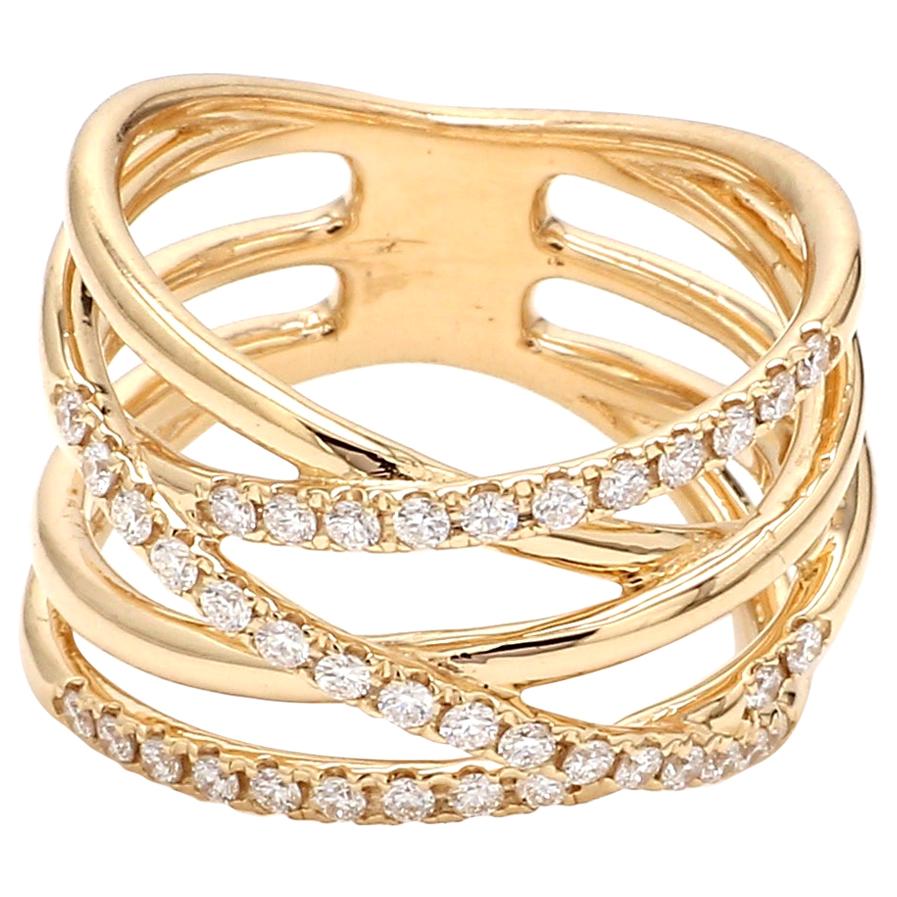 Fashionable Diamond Ring 18 Karat Yellow Gold