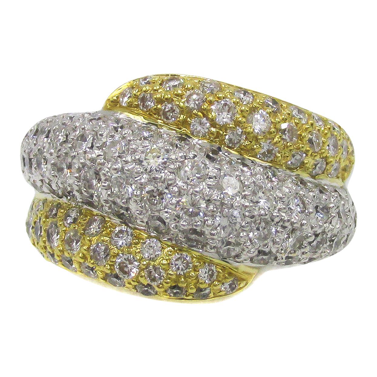 Modernist TwoColor Gold Ring with Diamonds For Sale at 1stDibs