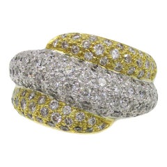 Fashionable Diamond Two-Color Gold Ring
