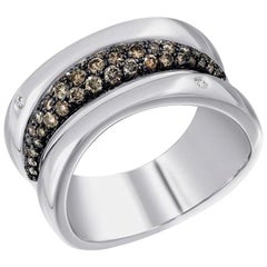 Anello alla moda con diamante cognac italiano in oro bianco 14 carati per lei