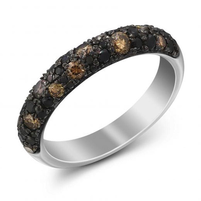 Im Angebot: Für sie ein tragbarer italienischer Diamant-Weißgold-Bandring () 3
