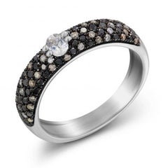 Fashionable Italian Diamond White Gold Statement Band Ring for Her