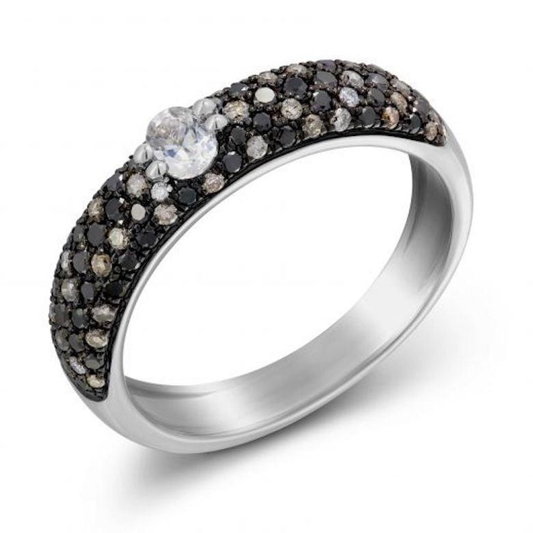 Customizable Fashionable Italian Diamond White Gold Statement Band Ring