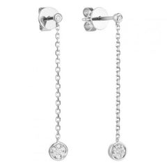 Fashionable Italian Diamond White Gold Statement Dangle Earrings for Her