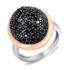 Fashionable Italian Diamond White Rose Gold Statement Signet Ring for Her