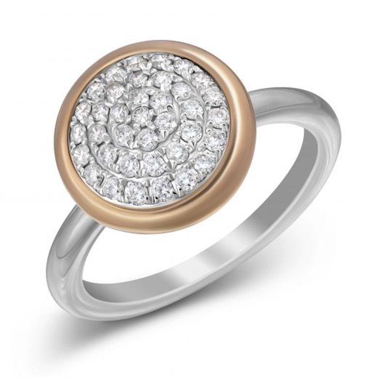 For Sale:  Fashionable Italian Diamond White Yellow Gold Signet Statement Ring for Her 4