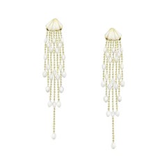 Fashionable Italian Enamel Yellow Gold Statement Dangle Earrings for Her