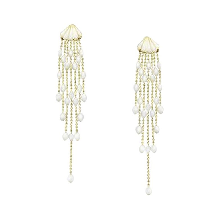 Fashionable Italian Enamel Yellow Gold Statement Dangle Earrings for ...