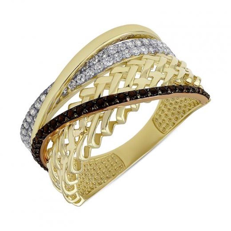 For Sale:  Fashionable Italian Style Pink Yellow Gold 14 Karat Statement Ring for Her 3