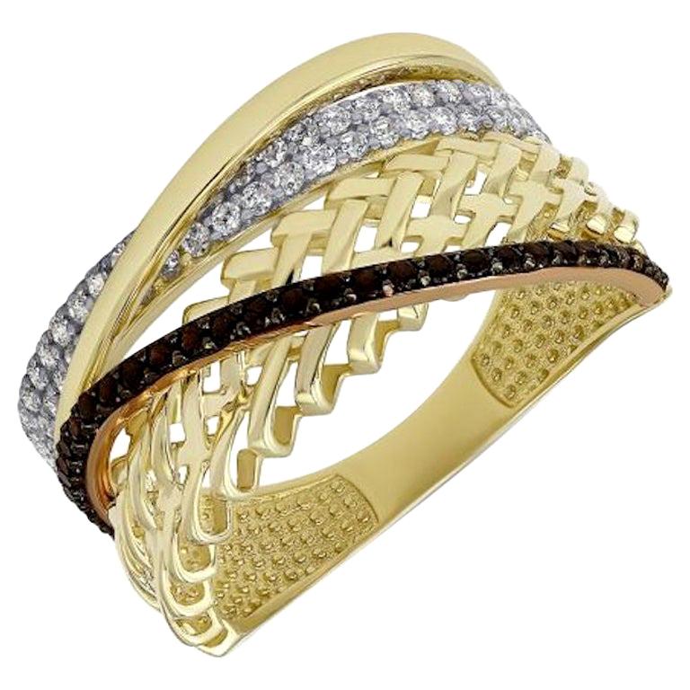 Anillo de moda de estilo italiano en oro amarillo rosa de 14 quilates para ella