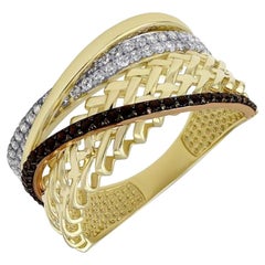 Fashionable Statement-Ring aus 14 Karat Roségold im italienischen Stil in Rosa und Gelbgold für sie