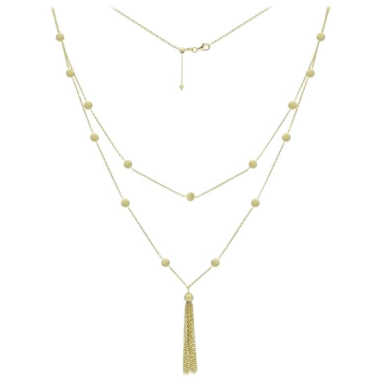 Fashionable Italian Yellow Gold Statement Drop Necklace for Her For Sale