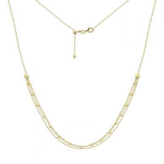Fashionable Italian Yellow Gold Statement Long Necklace for Her