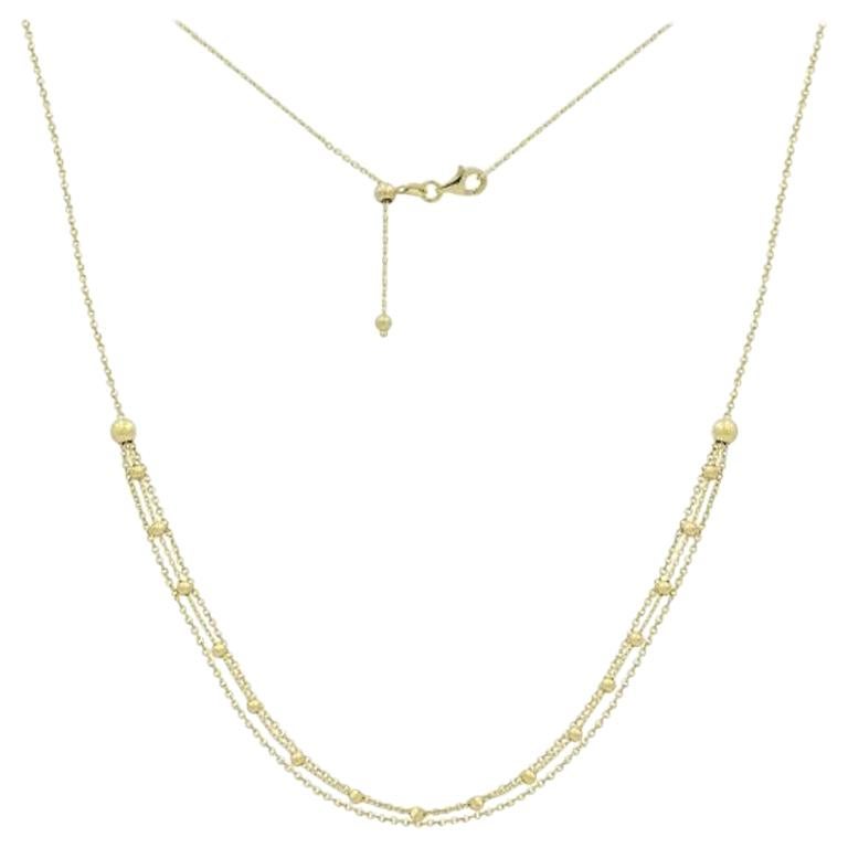Fashionable Italian Yellow Gold Statement Long Necklace for Her