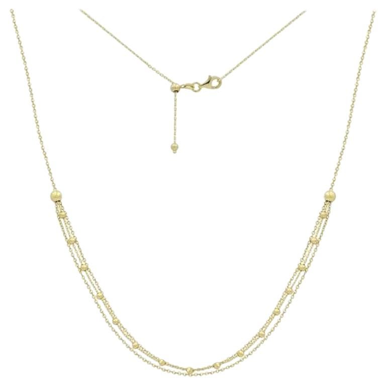 Fashionable Italian Yellow Gold Statement Long Necklace for Her For